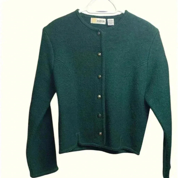 Aston 100% boiled wool, button down jacket, in a gorgeous shade of green - Picture 1 of 8